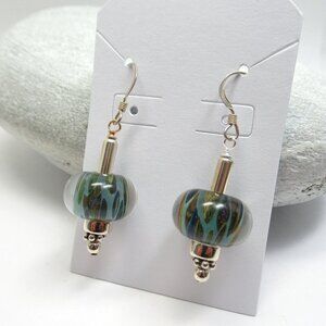 Boro glass bead earrings on Sterling